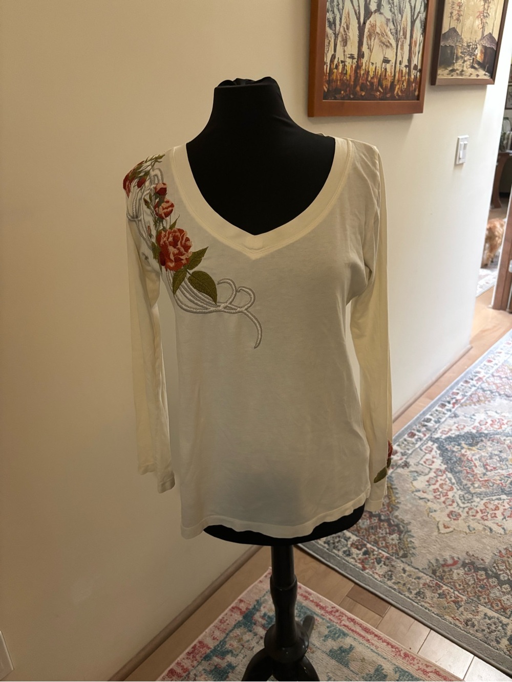 Johnny Was Bell Sleeve Embroidered T Shirt